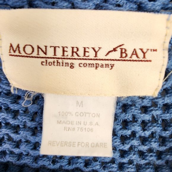 Monteraey Bay Light Blue Coastal Chunky Knit Beachy Cotton Sweater Size Medium - Picture 6 of 11